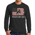Wrestling Dad US Flag Fathers Day Retro Wrestling Fans Men Long Sleeve T-Shirt