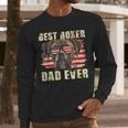 Best Boxer Dad Ever USA Flag American Dog Animal Lover Men Long Sleeve T-Shirt