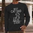 Best Cat Dad Ever Fun Line Art Illustration Men Long Sleeve T-Shirt