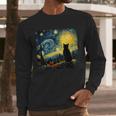 Cat Starry Night Van Gogh Cat For Cat Lover Cat Mom Cat Dad Men Long Sleeve T-Shirt