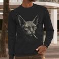 Cigarette Smoking Sphynx Cat Meme Stupid For Dad Men Long Sleeve T-Shirt