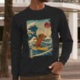 Dachshund Doxie Japanese Kanagawa Wave Surfing Japan Mom Dad Men Long Sleeve T-Shirt