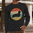Dachshund Long Haired Dog Vintage Mom Dad Retro Men Long Sleeve T-Shirt