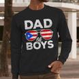 Dad Of Boys Fathers Day Retro Puerto Rico Flag Boricua Dad Men Long Sleeve T-Shirt