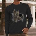 Grey Cat Torn Cloth Cat Dad Cat Mom Cat Lover Men Long Sleeve T-Shirt