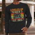 Leveled Up To Dad Of 3 Three Daddy Again 2025 Father's Day Men Long Sleeve T-Shirt