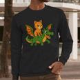 Orange Cat Dragon Riding Animal Lover Mom Dad Kids Men Long Sleeve T-Shirt