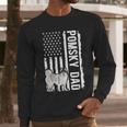 Pomsky Dad American Flag Pomsky Owner Pomsky Lover Men Long Sleeve T-Shirt