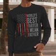 Retro Dad World's Best Farter I Mean Father Vintage Flag Usa Men Long Sleeve T-Shirt