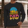 Retro Ice Cream Drip Softball Dad Game Day Dad Father's Day Men Long Sleeve T-Shirt