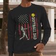 Softball Dad US Flag For Dad Men Patriotic Fathers Day Men Long Sleeve T-Shirt