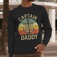 Vintage Captain Daddy Boat Pontoon Dad Fishing Sailor Anchor Men Long Sleeve T-Shirt