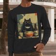 Vintage Japanese Cat Ramen Cat Dad Retro Graphic Women Men Long Sleeve T-Shirt