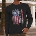 Vintage USA Flag Proud Swimming Dad Swim Swimmer Silhouette Men Long Sleeve T-Shirt