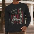 Wrestling US Flag Dad Wrestler Patriotic 4th Of July Men Long Sleeve T-Shirt