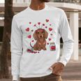 Cute Dachshund Valentine's Day Heart Love Dog Mom Dog Dad Men Long Sleeve T-Shirt