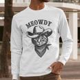 Meowdy Cat Cowboy Western Graphic Cat Lady Cat Dad Men Long Sleeve T-Shirt