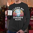 Axolotl Kids Teens Retro Sunset I Love My Daddy Men Long Sleeve T-Shirt