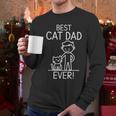 Best Cat Dad Ever Fun Line Art Illustration Men Long Sleeve T-Shirt