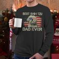 Best Shih Tzu Dad Ever Tshirt Dog Lover American Flag Men Long Sleeve T-Shirt