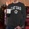 Cat Dad Vintage Distressed Cat Paw Men Long Sleeve T-Shirt