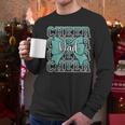 Cheer Dad Daddy Bow Sport Cheerleader Cheerleading Teal Blue Men Long Sleeve T-Shirt