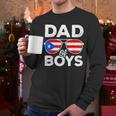 Dad Of Boys Fathers Day Retro Puerto Rico Flag Boricua Dad Men Long Sleeve T-Shirt