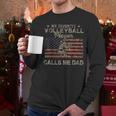My Favorite Volleyball Player Calls Me Dad USA Flag Men Long Sleeve T-Shirt