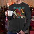 Leveled Up To Dad Of Twins Video Gamer Gaming Men Long Sleeve T-Shirt