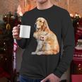 I Love Dad Patriotic Golden Retriever Canine Dog Lover Men Long Sleeve T-Shirt