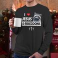 I Love Jesus And Raccoons Mom Dad Christian Love Jesus Bible Men Long Sleeve T-Shirt