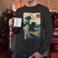 Pug Japanese Kanagawa Wave Surfing Japan Mom Dad Kids Men Long Sleeve T-Shirt