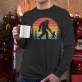 Retro Vintage Bigfoot Dad Fathers Day Father Son Matching Men Long Sleeve T-Shirt
