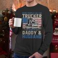 Semi Truck Driver Trucker Daddy Husband US American Flag Men Long Sleeve T-Shirt