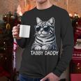 Tabby Daddy Cat Dad Graphic Grey Tabby Cat Lover Men Long Sleeve T-Shirt