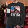 Never Underestimate An Old Man With A Dirt Bike Grandpa Dad Men Long Sleeve T-Shirt