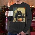 Vintage Japanese Cat Ramen Cat Dad Retro Graphic Women Men Long Sleeve T-Shirt