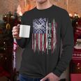 Vintage USA Flag Proud Swimming Dad Swim Swimmer Silhouette Men Long Sleeve T-Shirt