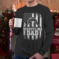 Wrestling Dad US Flag Fathers Day Wrestling Fans Men Long Sleeve T-Shirt