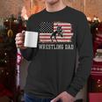 Wrestling Dad US Flag Fathers Day Retro Wrestling Fans Men Long Sleeve T-Shirt