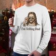 I'm Telling Dad Jesus Wearing Sunglasses Christian Fathers Men Long Sleeve T-Shirt