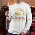 Jesus Made Fisher Man Christian Fishing Bass Fish Dad Men Long Sleeve T-Shirt