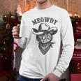 Meowdy Cat Cowboy Western Graphic Cat Lady Cat Dad Men Long Sleeve T-Shirt