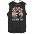 Hang On Let Me Overthink Cat Coffee Retro Introvert Unisex Tank Top