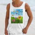 Frutiger Aero Aesthetic Tech Scenery Fishes Sunflower Raglan Baseball Tee Unisex Tank Top