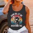 Hang On Let Me Overthink Cat Coffee Retro Introvert Unisex Tank Top
