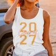 Class Of 2027 Graduation Varsity Orange On The Back Premium Tri-Blend Unisex Tank Top