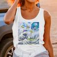 Frutiger Aero Aesthetic Tech Great Wave Of Kanagawa Fishes Raglan Baseball Tee Unisex Tank Top