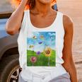 Frutiger Aero Aesthetic Tech Scenery Fishes Sunflower Raglan Baseball Tee Unisex Tank Top
