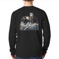 Bald Eagle Dad Mom Three Eaglet Chicks Babies In The Nest Long Sleeve T-Shirt Back Print
